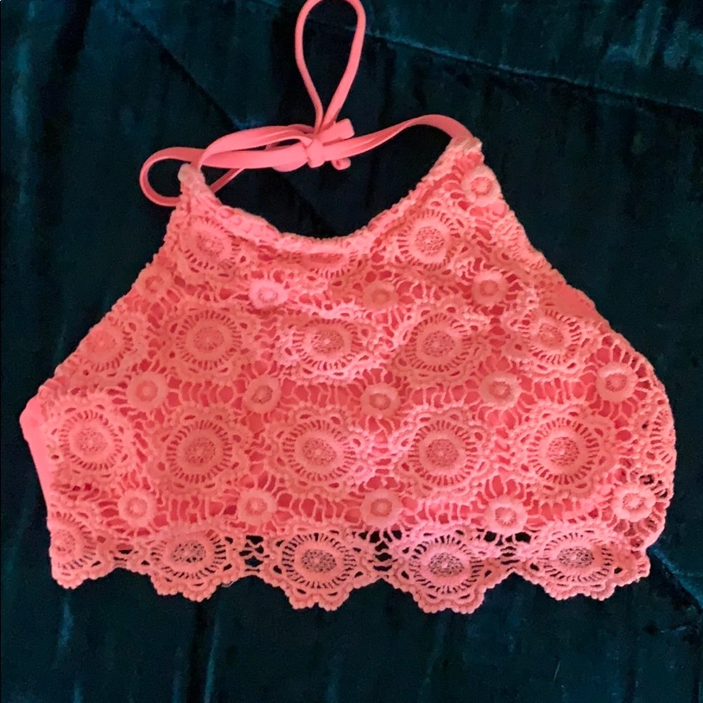 peach high neck bikini top